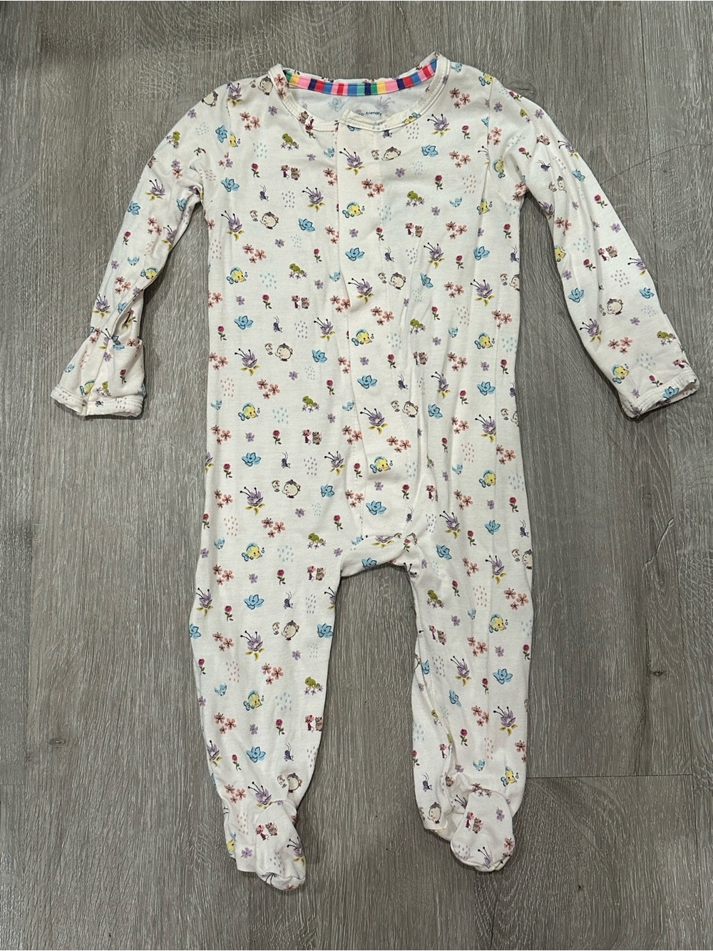 Magnetic Me Cream Footed One-Piece with Multicolor Floral & Animal Print
